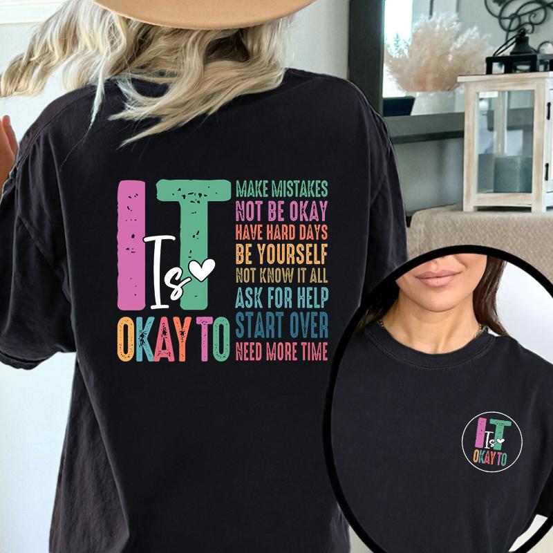 Womens It’s Ok To Feel Print T Shirt, Mental Health Short Sleeve Tops, Sped Teacher Shirt, Speech Therapy Tee, Social Worker Shirts, School Counselor Tee