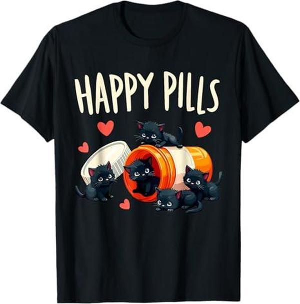 Happy Pills Cat & FUNNY CUTE MEME Cat T-Shirt