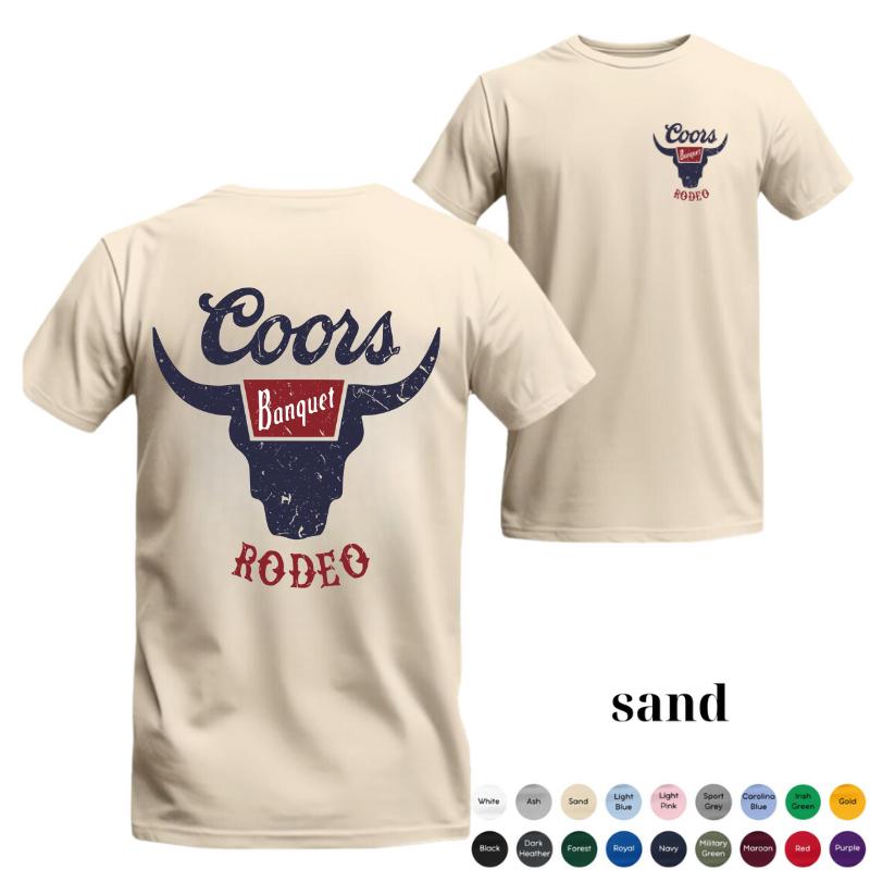 Vintage Coors Banquet Rodeo Men’s Cowboy Shirt , Fashion Casual Loose Drawstring Pocket for Daily Holiday Outdoor Wear , Unisex Casual Shirt tiktokshop freeship Menswear Top