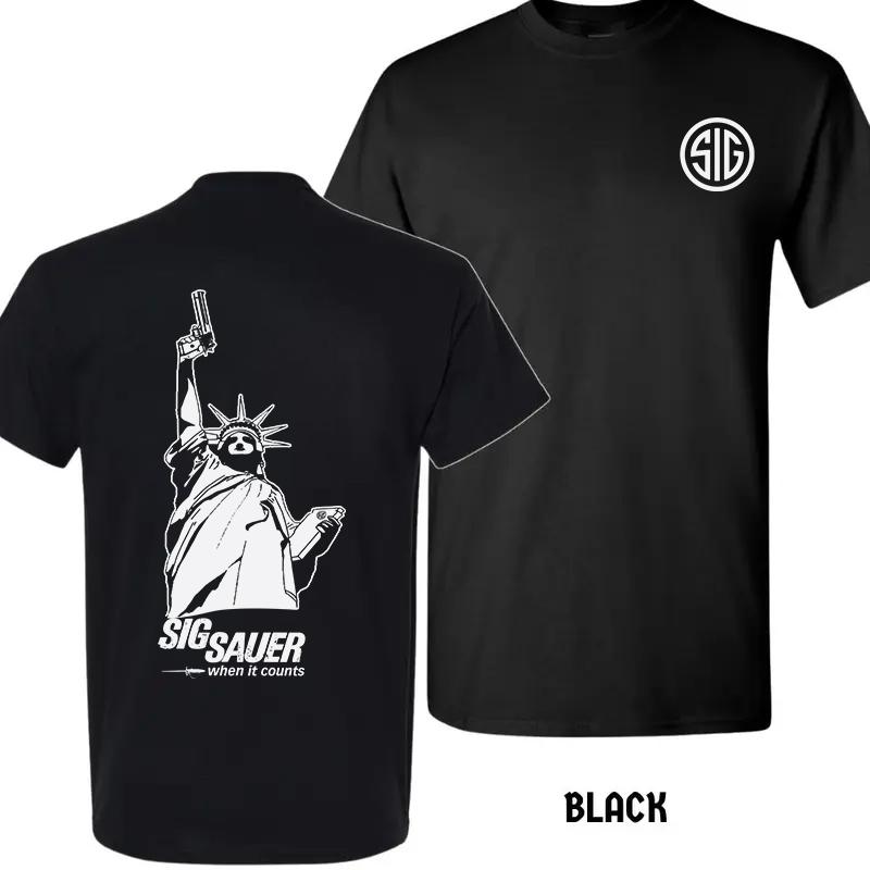 2025 Sig Sauer Statue of Liberty 2-Sided T-Shirt, Unisex Short Sleeve, Casual Wear, Cotton Shirt, Mens Gift Ideas, Tactical Gear, Gun Lover