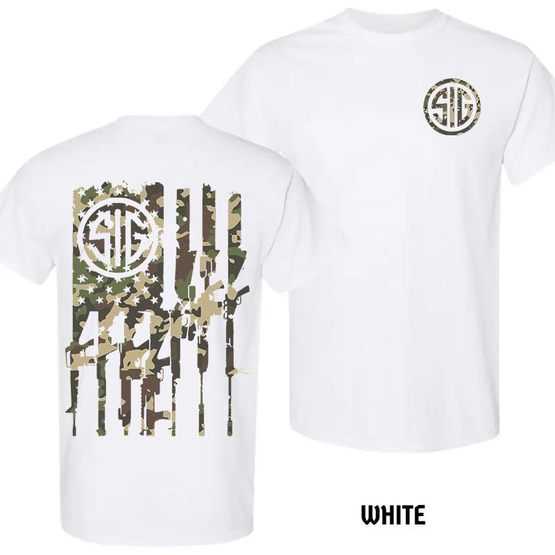 2025 Men’s Sig Sauer Gun Camo 2 Sided T-Shirt, Short Sleeve Casual Unisex Cotton, Top Menswear, Tactical Gear, Gun Lover Streetwear Tshirt