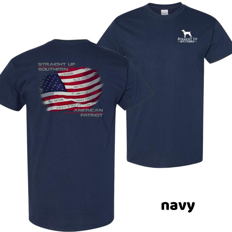 American Flag with the Pledge of Allegiance in the Stripes Tee – Vintage Shirt, Straight Up Southern Style, Menswear Tops, Men’s T-shirts
