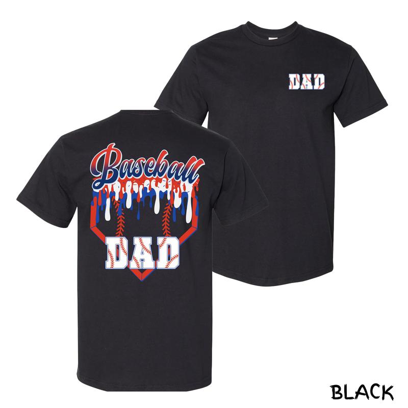 Baseball Dad T-Shirt – Red White & Blue Drip Graphic With Bold Home Plate Design, Streetwear For Proud Sports Dads & Fatherhood Moments, Cotton Menswear For Game Days & Summer Tournaments, Unisex Fit With Patriotic Vibes
