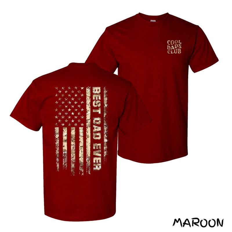 Best Dad Ever T-Shirt – Grunge American Flag Back Graphic With Bold Vertical Text & Cool Dads Club Front Logo, Streetwear For Patriotic Fathers & Chill Dads, Cotton Menswear For BBQs & Summer Vibes, Unisex Fit, Perfect Gift For Men & Women