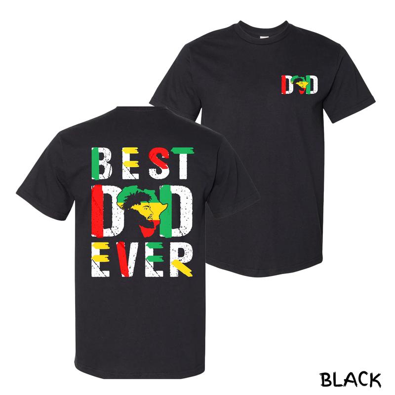 Best Dad Ever T-Shirt – Bold Africa-Themed DAD Graphic With Red, Yellow, Green Letters & Proud Afro Silhouette, Streetwear For Culture-Loving Fathers & Cool Dads, Cotton Menswear For Father’s Day Celebrations, Unisex Fit