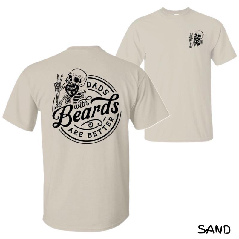 Dads With Beards Are Better T-Shirt – Funny Skeleton Peace Graphic, Trendy Cotton Menswear Top, Unisex Streetwear Style, Perfect Gift For Men & Women