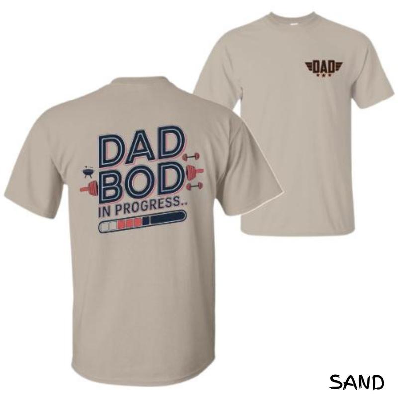 Dad Bod In Progress T-Shirt – Funny Gym Progress Bar Graphic, Unisex Cotton Menswear For Proud Dads, Trendy Comfort Streetwear, Perfect Gift For Men & Women