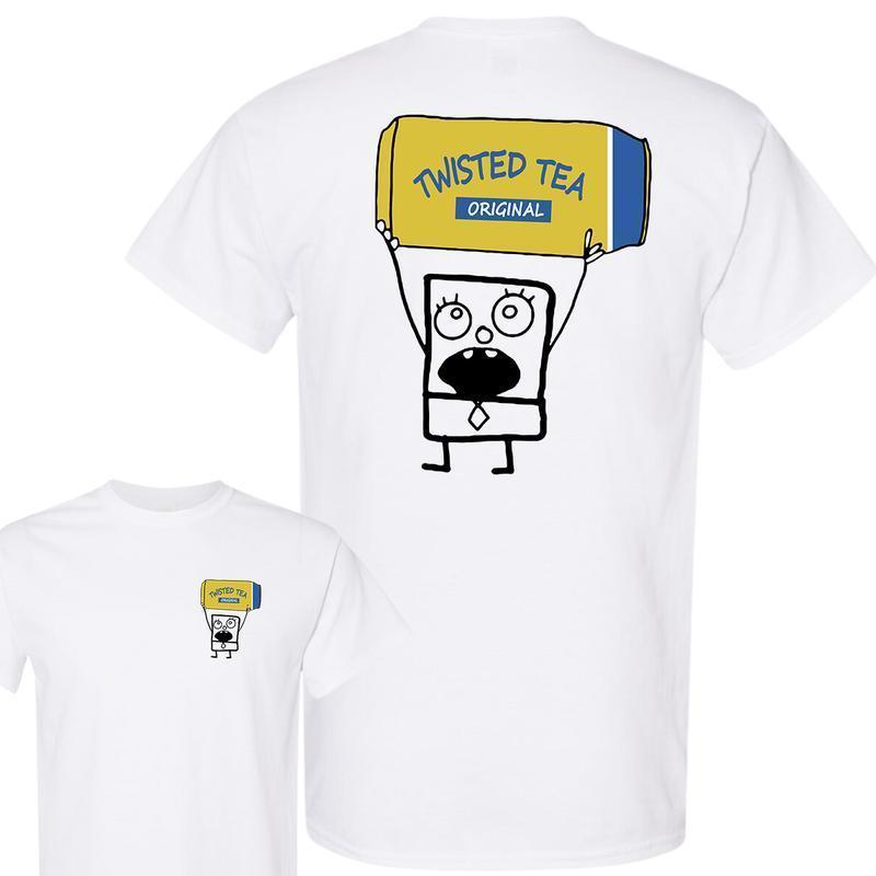 Doodlebob Twisted Tea Essential 2 Sided T-Shirt, Funny Drinking T-Shirt, Summer T-Shirt, Full Color T-Shirt, Unisex T-Shirt, For Men, For Women, Gift For All Casual Cotton