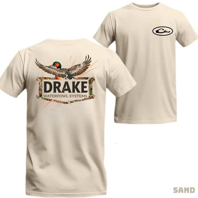 Drake T-shirt – Flying Duck Design with ‘Drake Waterfowl Systems’ Text, Unisex Casual Style for Outdoor Adventures, Hunting Apparel, Waterfowl Enthusiasts Shirt, Cotton Breathable Menswear Top