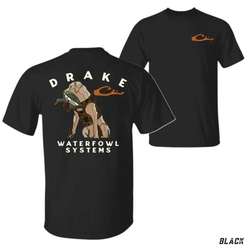Drake Waterfowl T-Shirt – Unisex Hunting Retriever Duck Graphic Tee, Camo Dog Design, Streetwear Casual Menswear Tops, Perfect Men Gifts