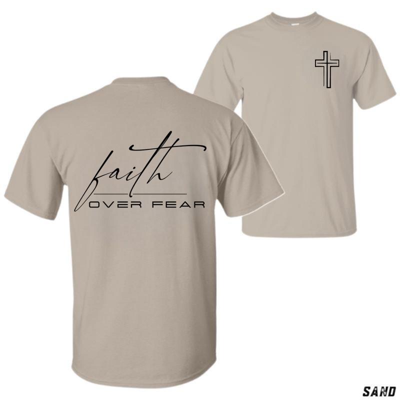 Faith Over Fear T-Shirt – Inspirational Christian Unisex Tee for Strength, Courage and Daily Encouragement Menswear Tops