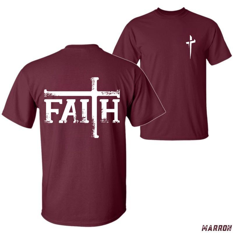 Faith T-Shirt – Unisex Christian Cross Tee Inspiring Bold Faith, Spiritual Strength and Daily Encouragement Tropical Shortsleeve Menswear Top