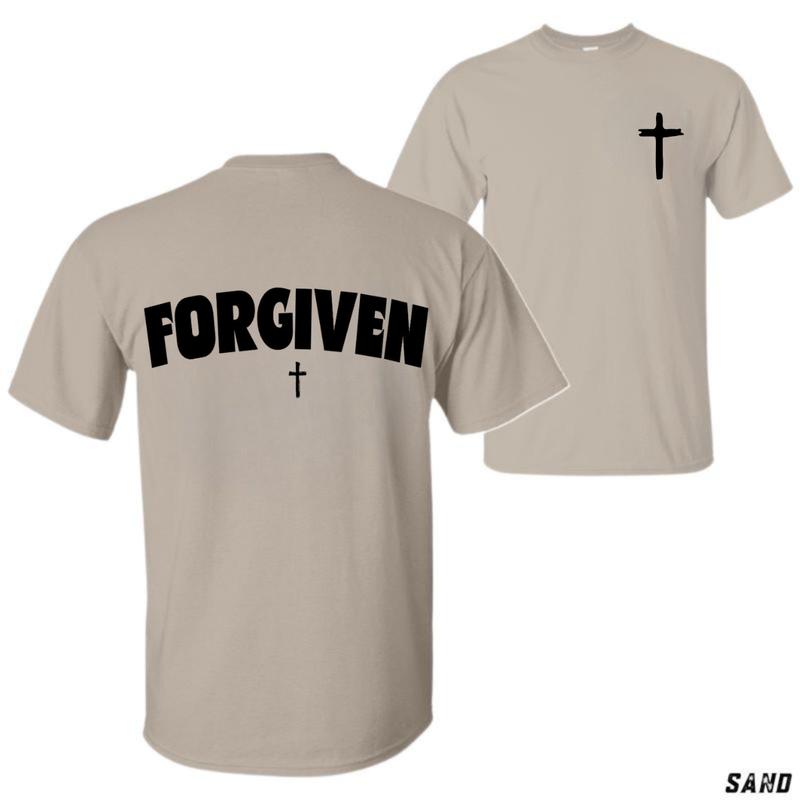 Forgiven T-Shirt – Christian Unisex Shirt with Cross Back Print, Inspirational Religious Tee for Believers, Faith-Based Apparel Menswear Tops