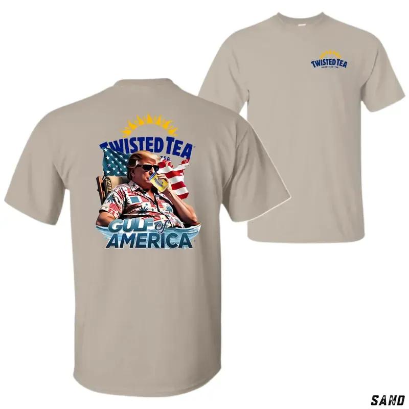 Funny Patriotic Twisted Tea Shirt, USA Humor Graphic Tee for Summer Party, Unisex Menswear Streetwear, Gulf of America T-Shirt Gift