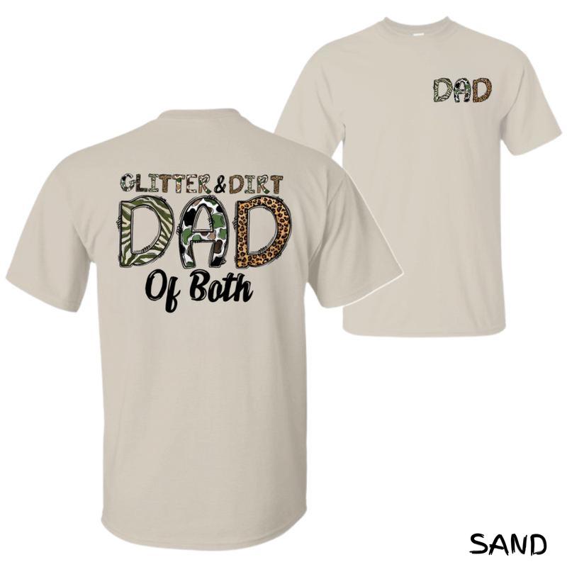 Glitter & Dirt Dad Of Both T-Shirt – Trendy Camo & Leopard Print Dad Shirt, Father’s Day Gift, Unisex Heavy Cotton Menswear, Perfect Gift For Girl Dad & Boy Dad