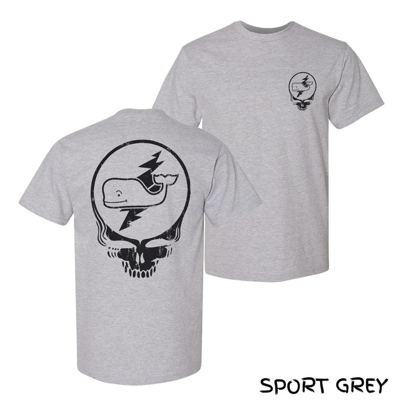 Grateful Whale Skull T-Shirt – Bold Lightning Whale Graphic With Grunge Skull Art, Streetwear For Rock-Loving Dads & Festival Vibes, Soft Cotton Menswear For Summer Concerts, Unisex Fit With Retro Jam Style, Perfect Gift For Men & Women