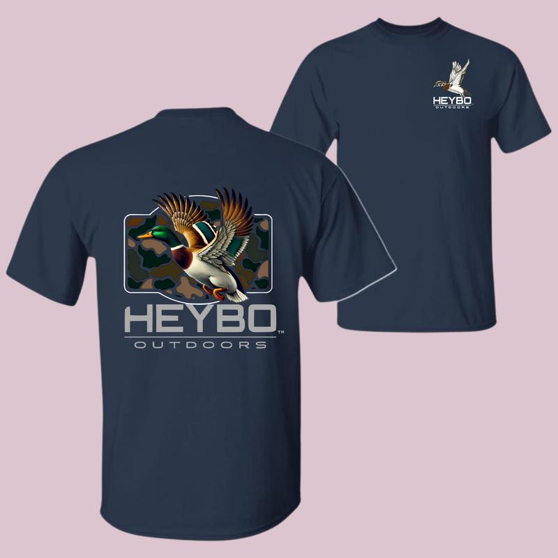 Heybo Outdoors Duck Camo T-Shirt – Vintage Hunting Graphic Tee for Men, Southern Outdoor Style Shirt, Waterfowl Duck Hunter Gift Womenswear