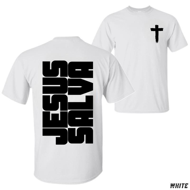 Jesus Salva T-Shirt – Unisex Christian Shirt with Bold Faith Message in Portuguese, Perfect for Believers and Mission Work Menswear Tops