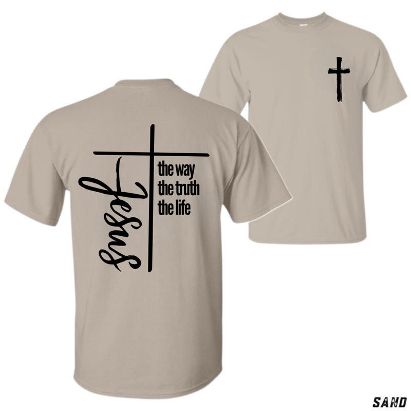 Jesus The Way The Truth The Life T-Shirt – Unisex Christian Faith Cross Tee, Inspirational Statement Design, Cotton Comfort Shirt Menswear Tops