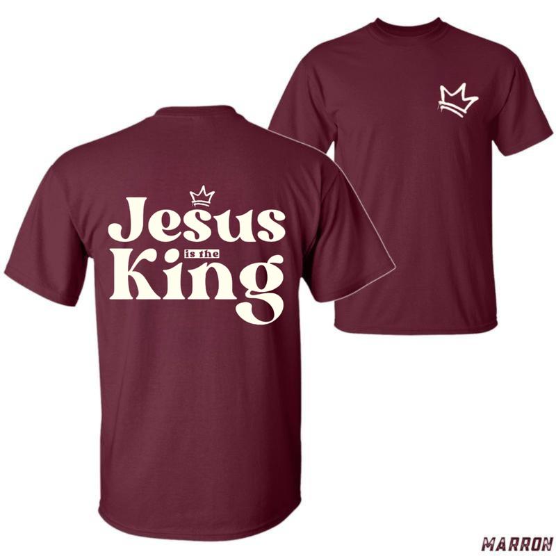 Jesus Is The King T-Shirt – Unisex Christian Shirt Featuring Crown Logo, Bold Faith Statement for Believers Menswear Tops