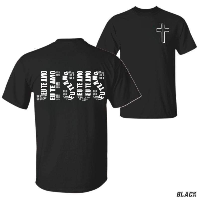 Jesus I Love You T-Shirt – Unisex Christian Shirt with EU TE AMO Bold Repeating Letter Design for Faith and Love Expression Menswear Tops