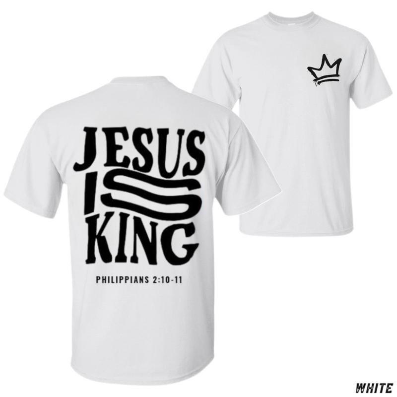 Jesus Is King T-Shirt – Unisex Christian Shirt with Philippians 210-11 Scripture, Bold Faith Apparel for Believers and Streetwear Fans Menswear Tops