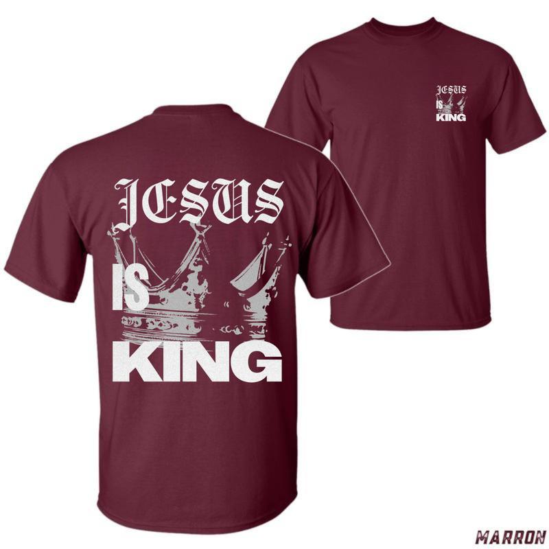 Jesus Is King T-Shirt – Bold Gothic Unisex Christian Streetwear Tee with Crown Graphic for Worship, Faith & Style Tropical Menswear Top