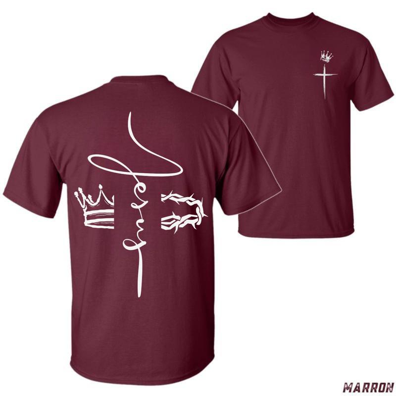 Kneel Cross Jesus T-Shirt – Faith-Inspired Christian Unisex Tee with Crown and Thorns – Bold Statement Cotton Shirt Menswear Tops
