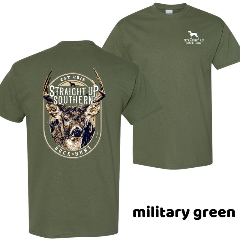 Men’s Straight Up Southern T-shirt, Buck Hunt Graphic Tee, Casual Cotton For Men, Vintage Outdoor Style, Menswear Top