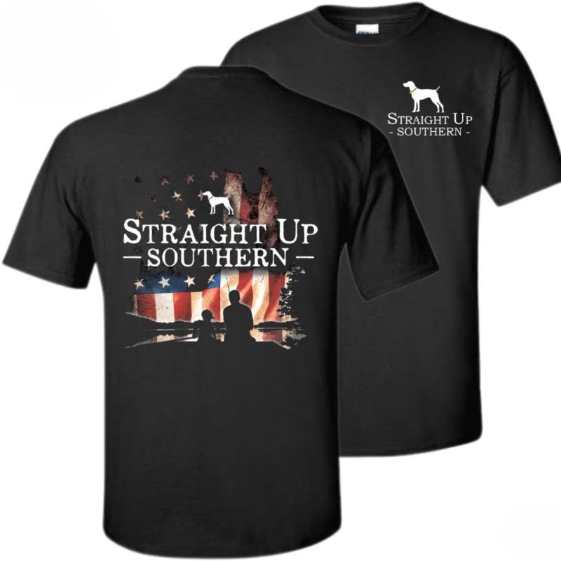 Men’s Patriotic Fishing T-Shirt – Straight Up Southern, Summer Casual Fit, Country Boy Clothes