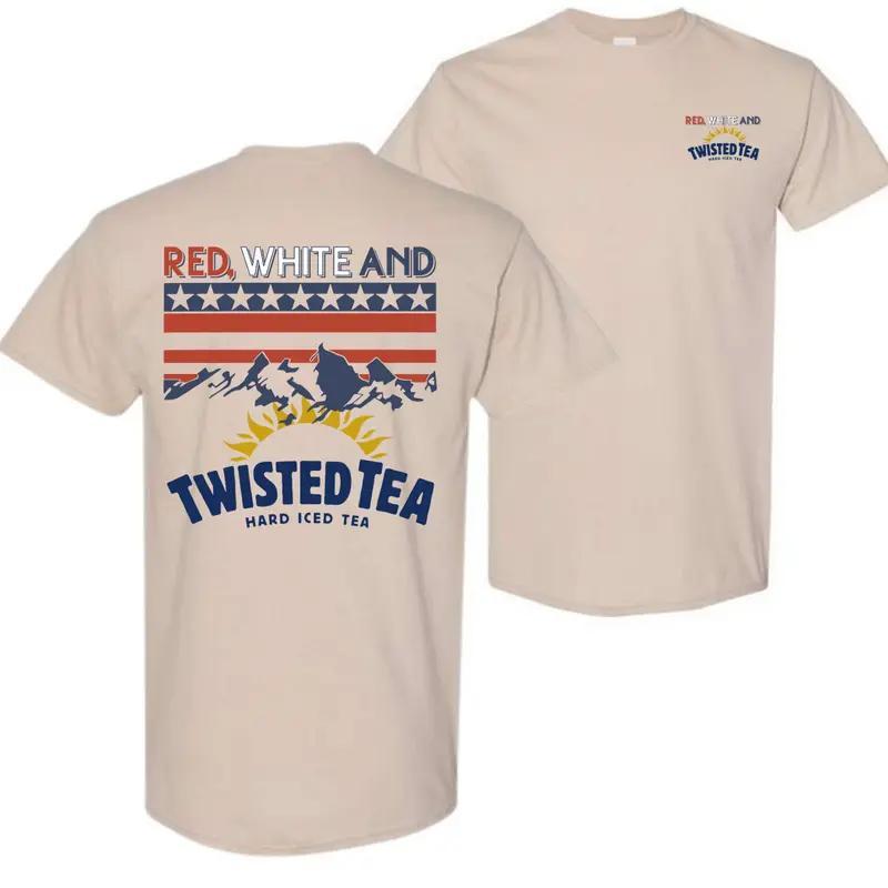 Red White And Twisted Tea 4th Of July 2-Sided T-Shirt, Twisted Tea Shirt, Casual Crew Neck, Graphic Tee For Men For Woman, Cotton Top