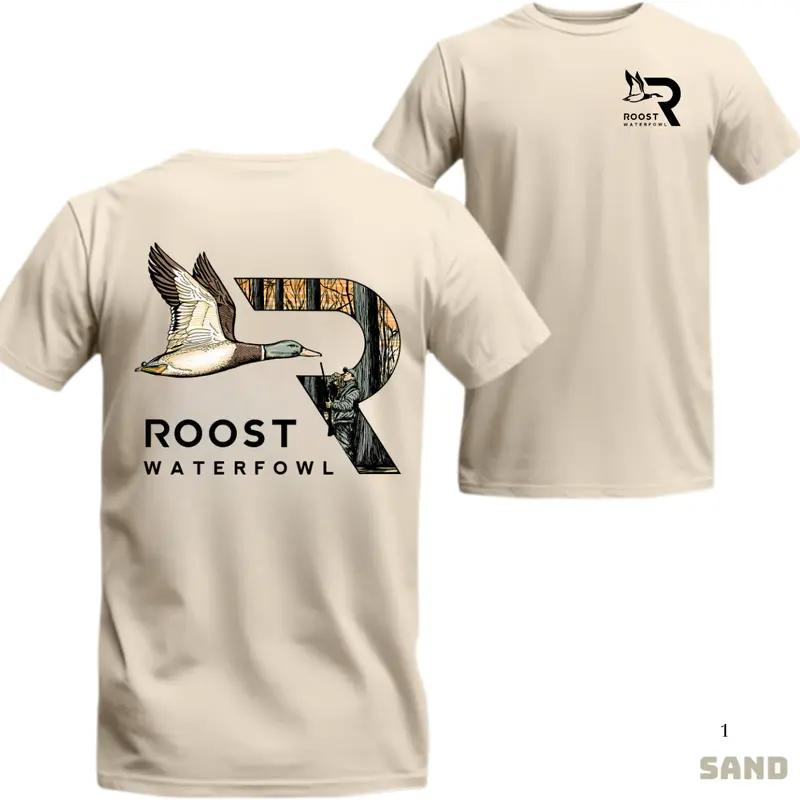 ROOST Waterfowl Duck Hunting T-Shirt – Flying Mallard & Swamp Hunter Graphic Tee, Outdoor Southern Style Unisex Shirt for Waterfowl Lovers Menswear Tops Tshirt
