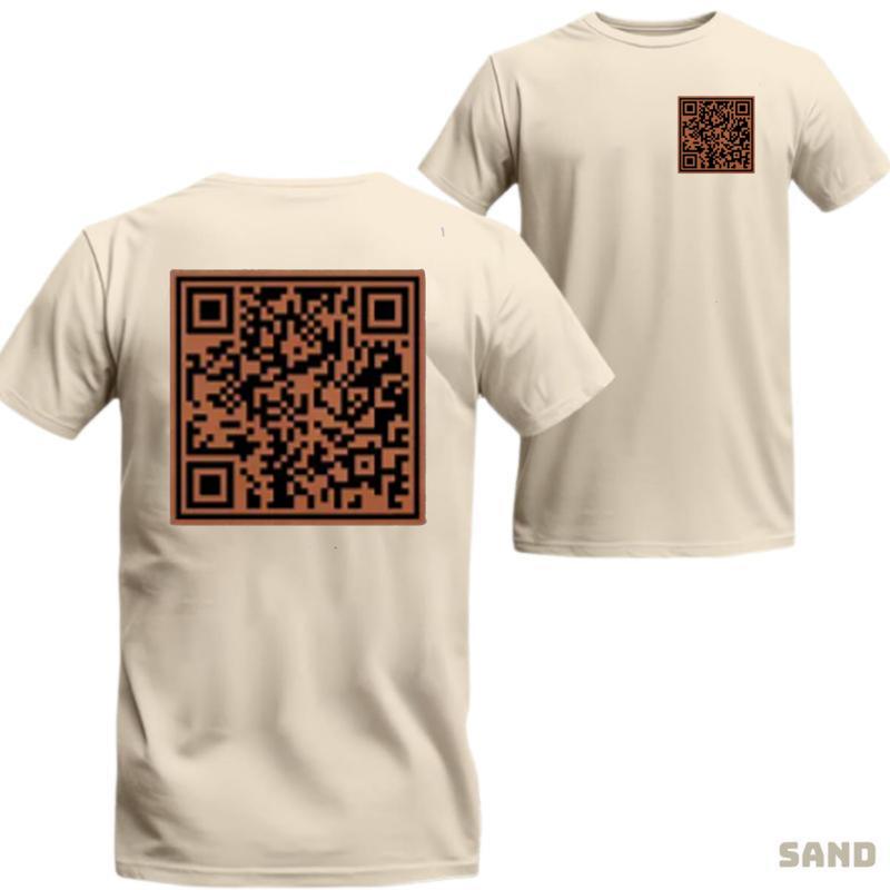 Minimalist QR Code T-Shirt, Bold Black Scan Graphic Front & Back, Mysterious Tee for Trendy Streetwear Fans – No Return Needed, Full Refund If Not Happy