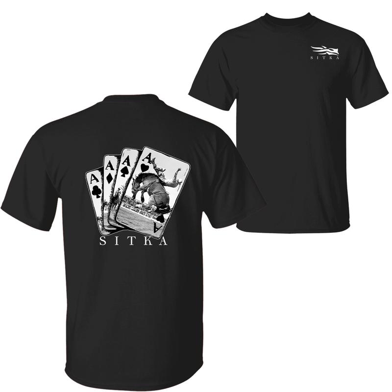 Sitka Ace Card Playing 2 Sided T-shirt For Men And Women, Trendy Hunting Gear, Hunting Clothing, Casual Cotton Short Sleeve Graphic Tee, Gift For Men