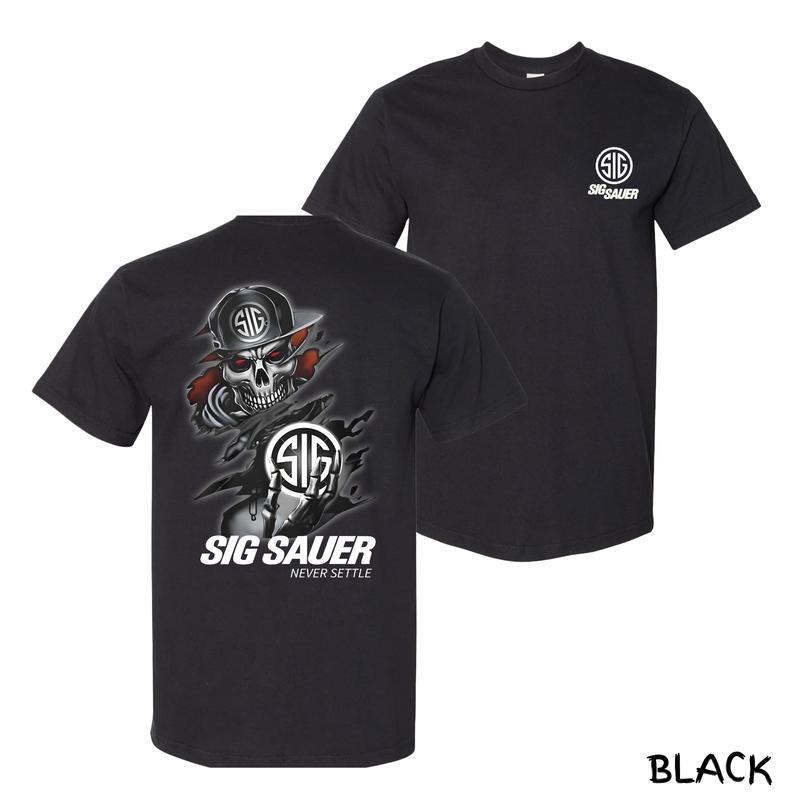 Sig Sauer Skull T-Shirt – Tactical Skull & Logo Graphic Tee, Bold Streetwear Menswear For Patriotic Dads & Gun Rights Supporters, Cotton Unisex Fit, Perfect Gift For Men & Women