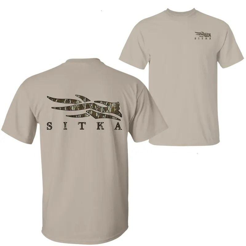 Sitka Camouflage Graphic T-Shirt, Vintage Hunting Tee for Outdoor Equipment, Classic Sport Design, Western Vibe, Men’s Wear, 2 Sides Print