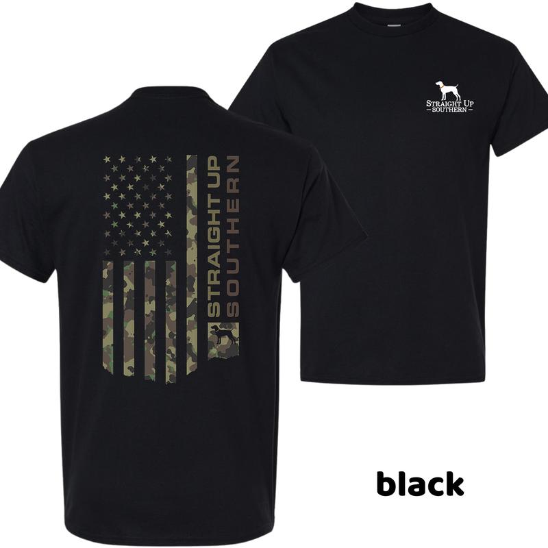 Straight Up Southern Camo America Tshirt, Casual Cotton Patriotic Style for Men, Graphic Tee, Vintage Look, Great Men Gifts, Menswear Tops