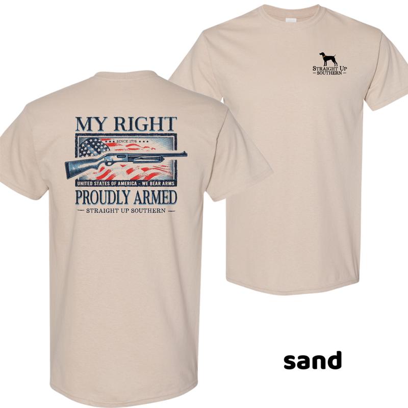 Straight Up Southern Proudly Armed T-Shirt – Mens Graphic Tees, Vintage Shirt, Southern Style, Menswear Tops, Men’s T-shirts