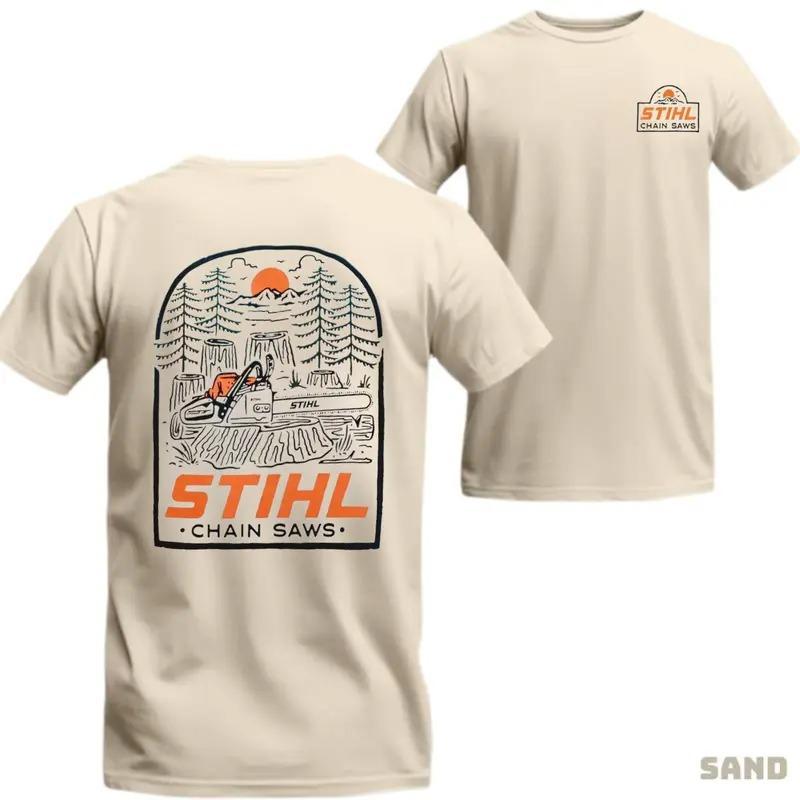 STIHL Into The Woods T-Shirt, Stihl Graphic Tee, Casual Wood Worker Tee, Outdoor Logging Workwear, Y2k, Back to School Shirt, Gift for Men for Woman Menswear Graphic