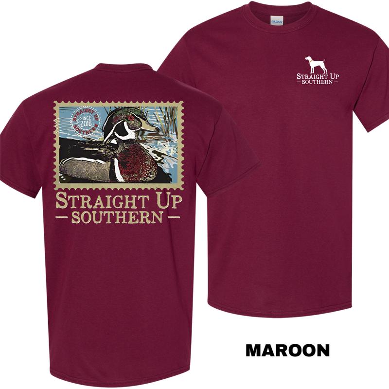 Straight Up Southern Wood Duck Stamp T-Shirt – Gildan 100% Cotton For Men, Shirts Men, Men Gift, Menswear Tops, Men’s T-shirts
