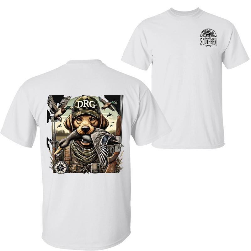 Southern Down Outfitters T-Shirt – Camouflage Duck in Flight Graphic, Perfect for Outdoors and Hunting Enthusiasts