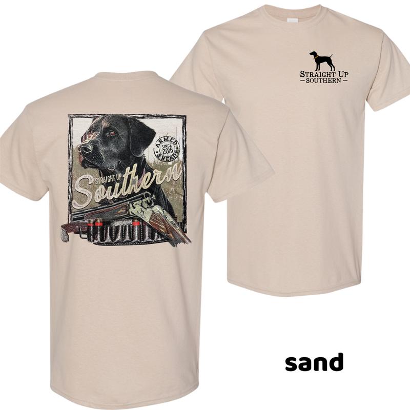 Straight Up Southern Black Lab T-Shirt – Men’s Graphic Tees, Casual Cotton Shirts Men, Hunting Top Menswear