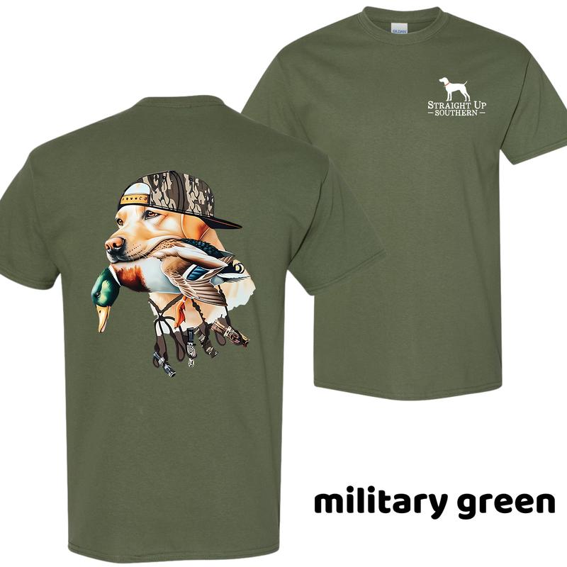 Straight Up Southern Golden Retriever T-Shirt – Funny Duck Hunting Graphic Tee for Men, Outdoor Dog Lover Style