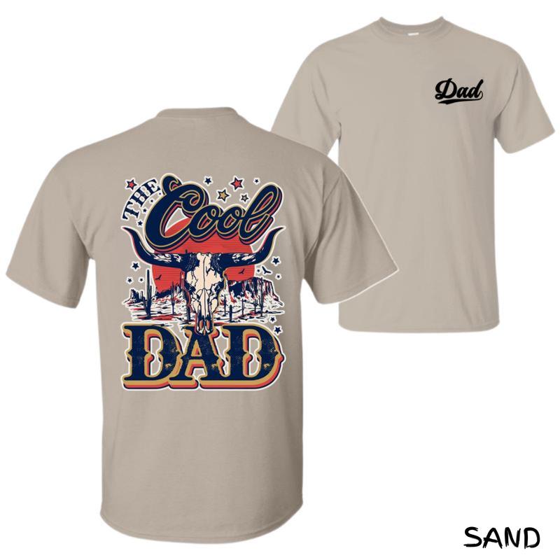 The Cool Dad T-Shirt – Western Bull Skull Dad Graphic Tee, Premium Cotton Menswear, Unisex Comfort Fit, Perfect Gifts For Dads