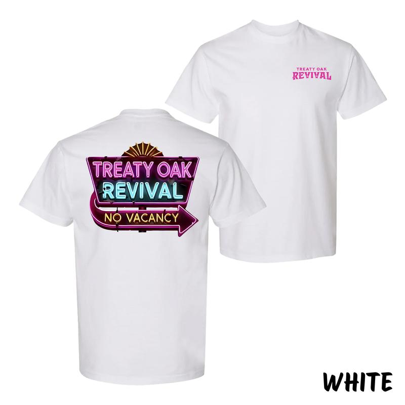 Treaty Oak Revival No Vacancy T-Shirt – Retro Neon Motel Sign Graphic Tee, Country Rock Streetwear Menswear For Dads & Fans, Soft Cotton Fit, Perfect Gift For Men & Women