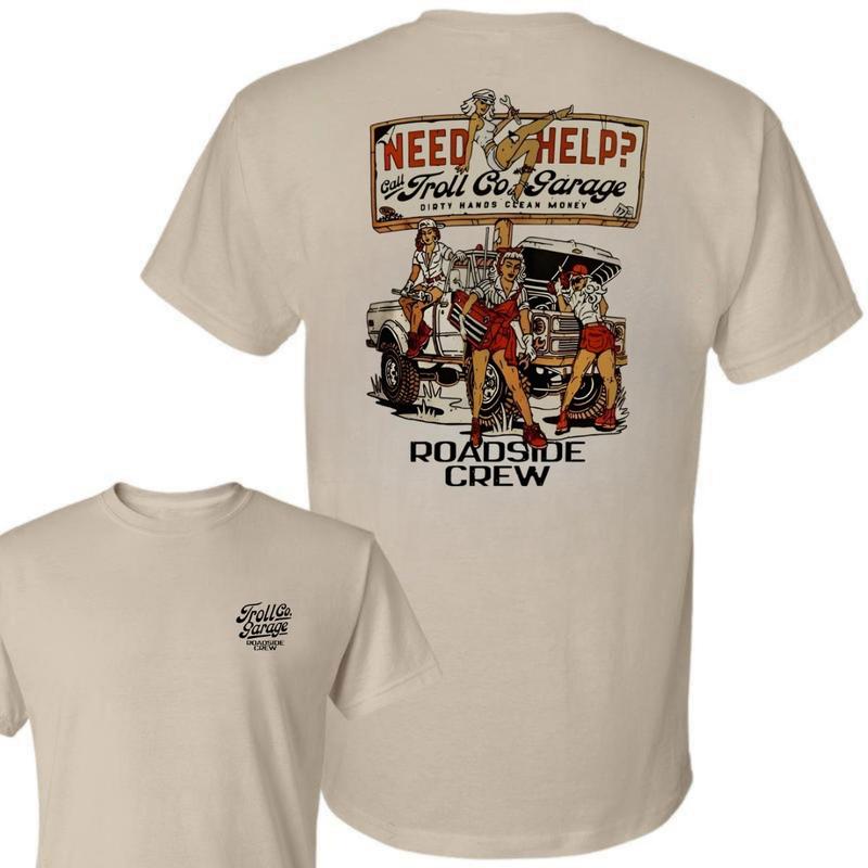 Troll Co. Roadside Hunting T-Shirt – 2-Sided Outdoor Graphic Tee, Casual Unisex Shirt for Men and Women, Cotton Split Design Gift