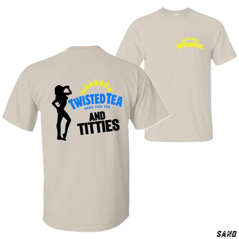 Twisted Tea and Titties T-Shirt – Bold, Casual Design with Iconic Graphic Tee for Fans of Hard Iced Tea, Street-Inspired Apparel, Crew Neck, Unisex, Comfortable Fit, Gifts Boyfriend, Comfort Color, Vacation Outfits Men