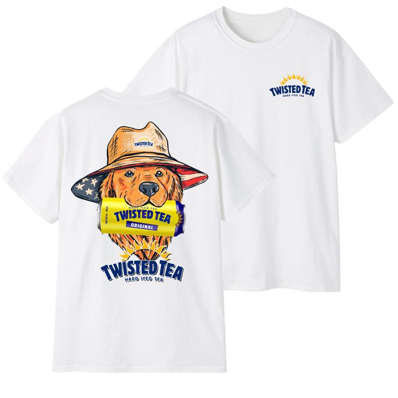 Twisted Tea Golden Retriever Graphic Tee, Patriotic Beer Drinking Shirt for Men And Women, Casual Unisex T-shirt for Daily Wear
