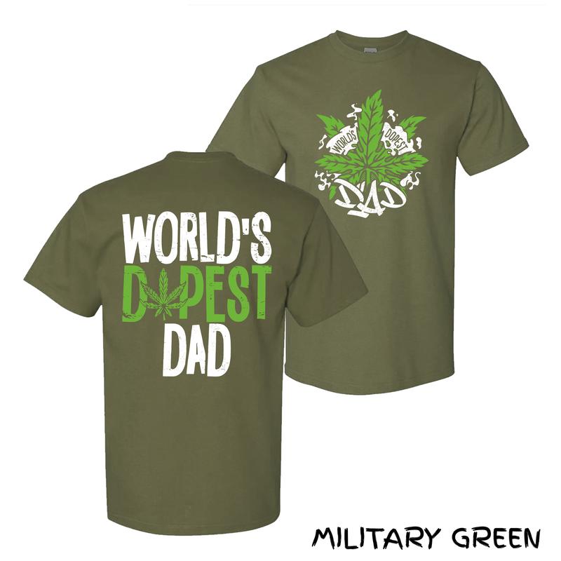 World’s Dopest Dad T-Shirt – Bold Green Leaf Graphic With Grunge Lettering, Streetwear For Chill Stoner Dads & Laid-Back Fatherhood, Cotton Menswear For BBQs, Game Nights & 420 Vibes, Unisex Fit With Dope Energy