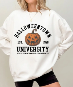 Halloween Town University Pumpkin Sweatshirt - Ash Grey - Halloween Sweatshirt - Spooky Sweatshirt Fabric
